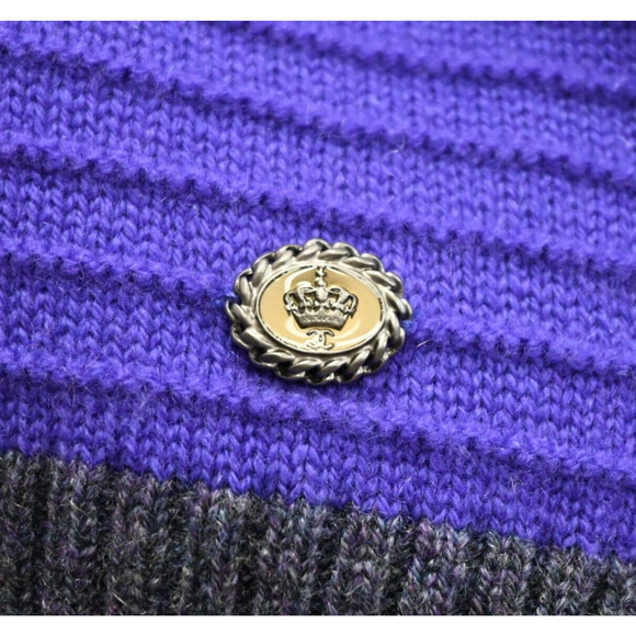 CHANEL Purple Gray Ribbed Knit Fringe Rectangle Scarf - Picture 3 of 14